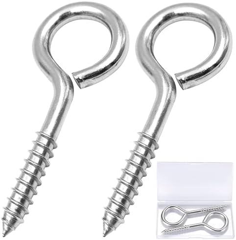 YGAOHF 5 Inch Lag Eye Bolts, Stainless Steel Eye Bolts Screw in, Large Eye by YGAOHF