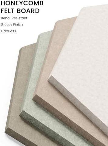 Fluxynara 12-Pack Hexagon Felt Bulletin Board Tiles, Linen Dusk-1 - Image 3