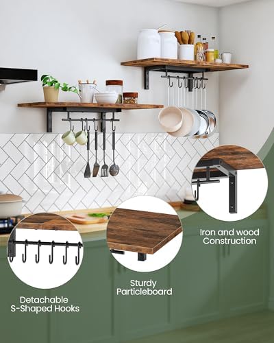 CHOEZON Wall-Mounted Pot Racks, Floating Shelves, Vintage Pot Hangers - Image 6