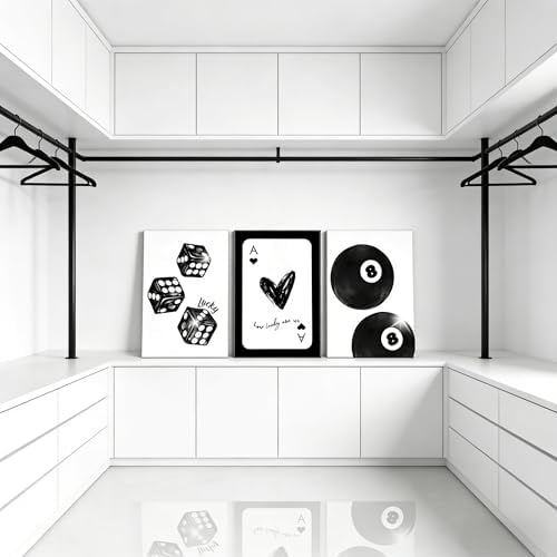 3Pcs Black and White Lucky Dice Canvas Wall Art Trendy Lucky 8 Ball Pictures - Image 5