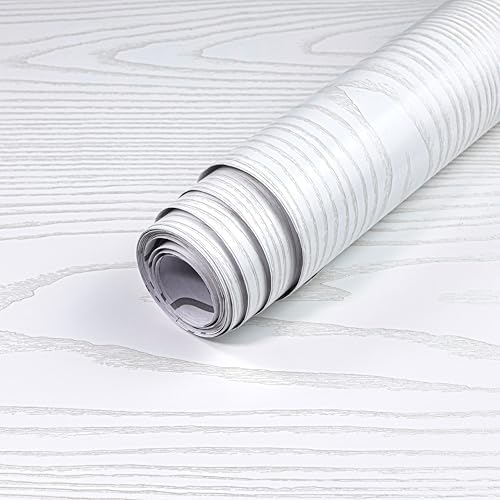 Yun-aeon White and Silver Wood Contact Paper 17.3"x200" Rustic Wooden Peel and by YUN-aeonPeelandStickWall