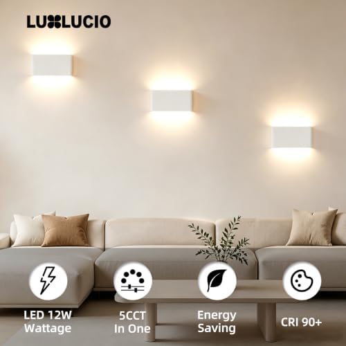 10" Hardwired White Rectangular Indoor Up Down LED Wall Sconce - Image 2
