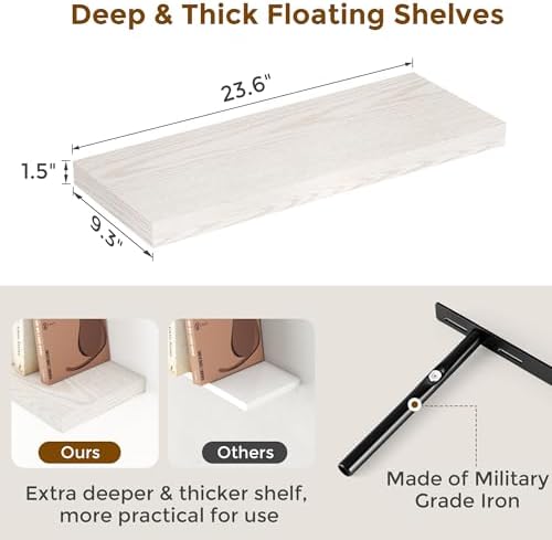Fun Memories Floating Shelves 24 Inch Long, 9.3 Inch Deep Floating Shelf - Image 3