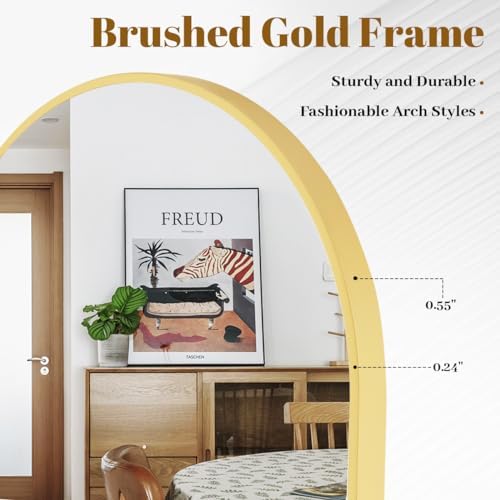 VooBang Arched Wall Mirror, 24 x 36 inch Arch Bathroom Mirror Gold - Image 4