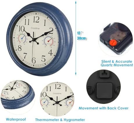 2 Pack Bulk Indoor Outdoor Vintage Wall Clock 12 Inch Battery Operated - Image 5