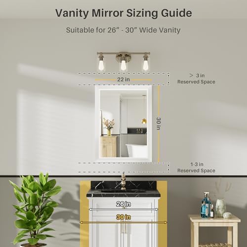 Briivue Bathroom Wall Mirror, 22x30 Inch - Image 2