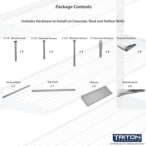 Triton Products Wall Mount Shelving Unit W/ 3 Steel Shelves & Mounting Hardware - Image 7