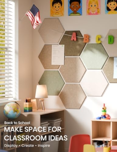 Fluxynara 12-Pack Hexagon Felt Bulletin Board Tiles, Linen Dusk-1 - Image 5