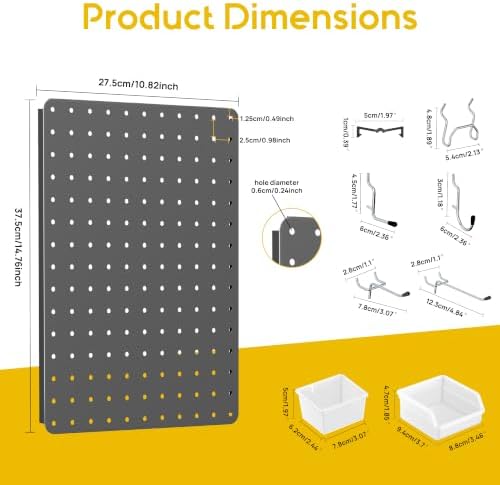 Pegboard Organizer Kit, 6 Pack 14.76x10.82 in Metal Panels - Image 3