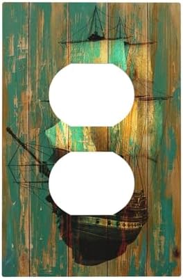 Outlet Covers Rustic Green Wood Grain Sailboat 1 Gang Duplex Light Switch Cover by Lightswitchcovers