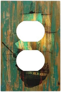 Outlet Covers Rustic Green Wood Grain Sailboat 1 Gang Duplex Light Switch Cover by Lightswitchcovers