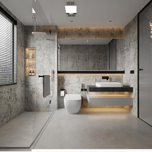 BAYYA Concrete Wallpaper Peel and Stick Grey/Brown/Beige Cement Contact Paper - Image 6
