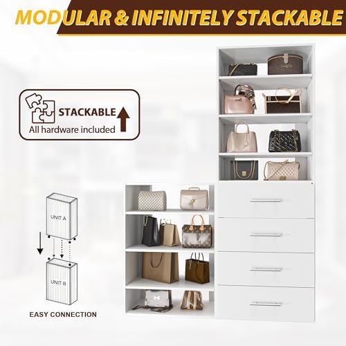 31.5" Wide 4 Drawer Tower Modular Closet System, Closet Storage Organizer - Image 3