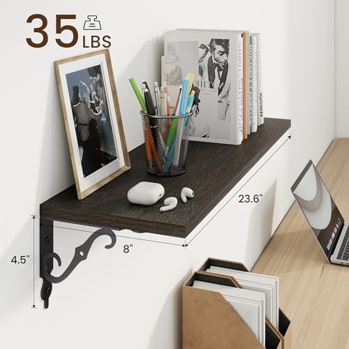 RICHFOCUS Floating Shelves for Wall Decor, 24Inch Shelves Set of 2, 24W x 8D - Image 3