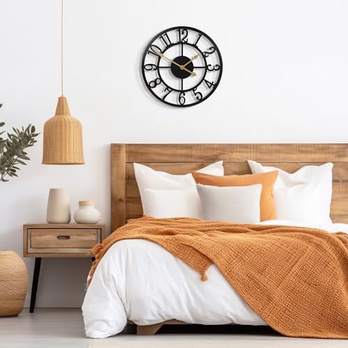 LEIKE Arabic Numeral Wall Clock 12IN Battery Operated Black, Silent Non Ticking - Image 5