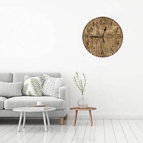 Hieroglyphic Carvings Wall Clock 10 Inch Battery Operated Exterior Walls - Image 5