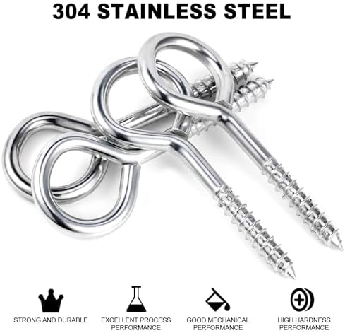 YGAOHF 5 Inch Lag Eye Bolts, Stainless Steel Eye Bolts Screw in, Large Eye - Image 3