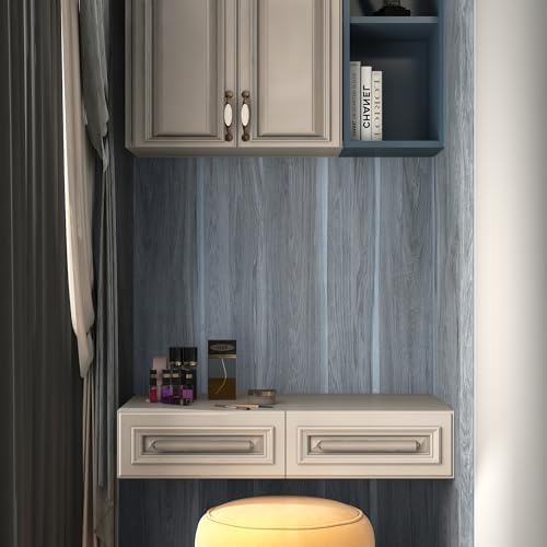 BOMENG Blue Wood Contact Paper Vinyl Wrap Wallpaper Peel & Stick Wall Decor - Image 4