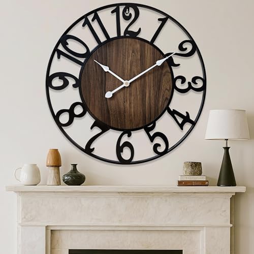 16 Inch Large Wall Clock for Living Room Bedroom Kitchen Mantel Decor, Silent by Unknown