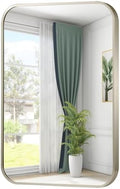48x30 Inch Brushed Nickel Bathroom Mirror, Framed Rectangle Mirror by JENBELY