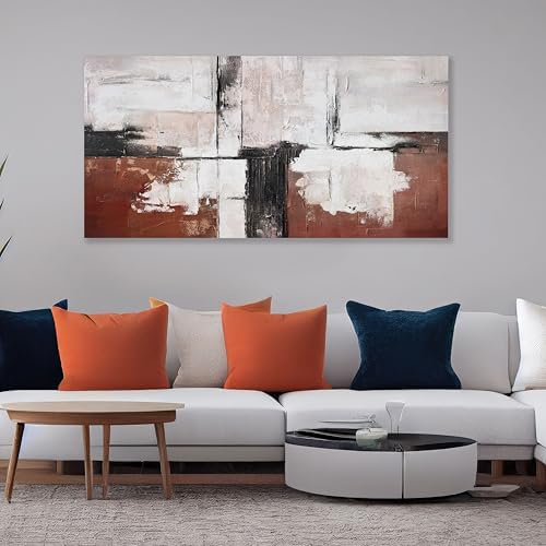 Glvzygy Abstract Wall Art Brick Red and Black and White Abstract Canvas Wall - Image 3
