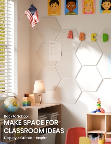 Fluxynara 12-Pack Hexagon Felt Bulletin Board Tiles, Milky White-1 - Image 5
