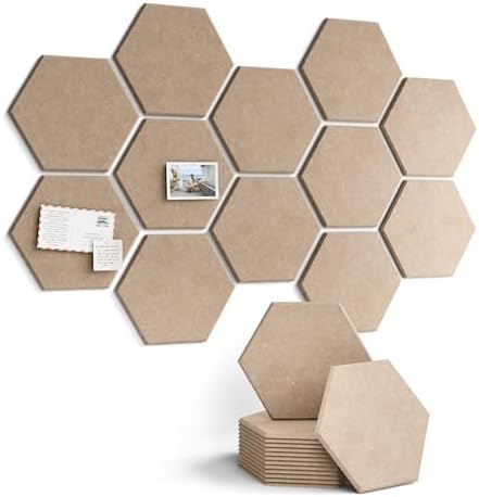 Fluxynara 12-Pack Hexagon Felt Bulletin Board Tiles by FLUXYNARA