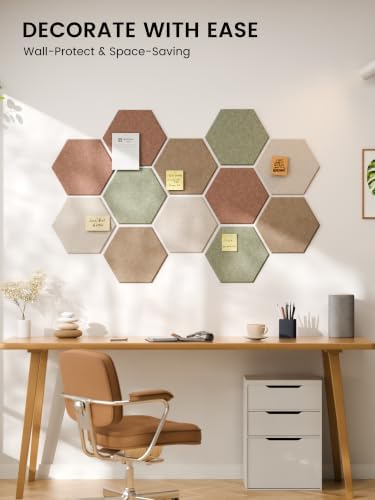 Fluxynara 12-Pack Hexagon Felt Bulletin Board Tiles - Image 6