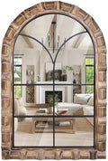 36x24 Inch Arched Window Pane Wall Mirror by XGGJWW