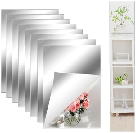 8 PCS Acrylic Mirror Tiles 0.2mm 8 x 6 Inch Self-Adhesive Flexible Plastic by LYCRAFTS