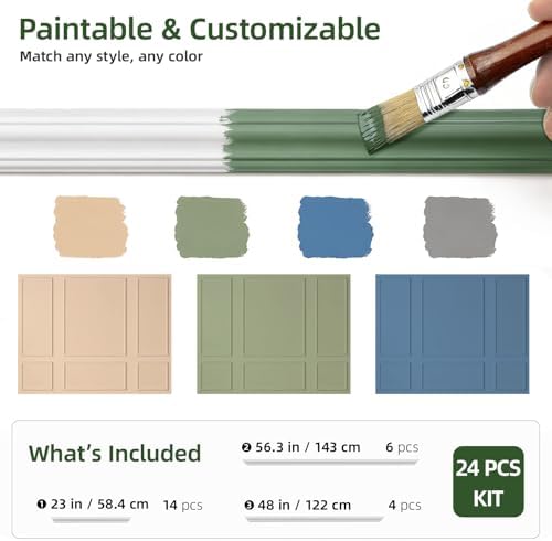 6 Pcs Pre-Cut Wall Molding Kit, Wainscoting Panels - Image 4