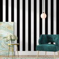 Jeweluck Black and White Striped Wallpaper Peel and Stick Wallpaper Vinyl by Jeweluck