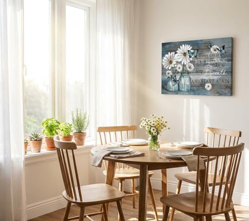 Daisy Canvas Wall Art Butterfly Wall Decor Inspirational Poster Print Flower - Image 2