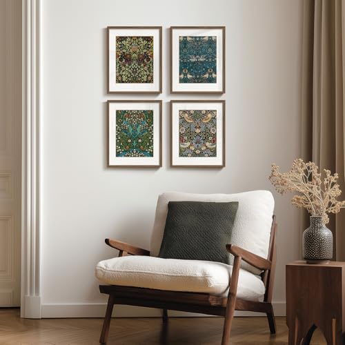 Framed William Morris Canvas Wall Art, 4 Piece Vintage Botanical Floral Bird - Image 5