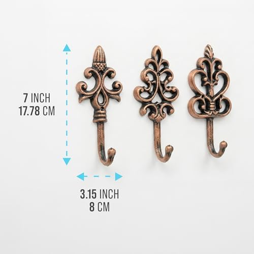 Comfify Copper & Black Shabby Chic Wall Hooks – Set of 3 – Screws Included - Image 3