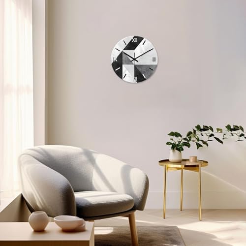 Industrial Geometric Glass Wall Clock 16 Inch Silent Non-Ticking - Image 3