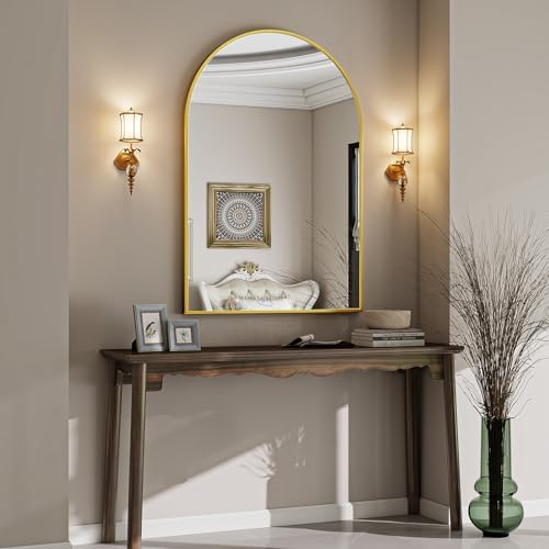 VooBang Large Arched Wall Mirror, 36 x 48 inch Arch Bathroom Mirror Gold - Image 3