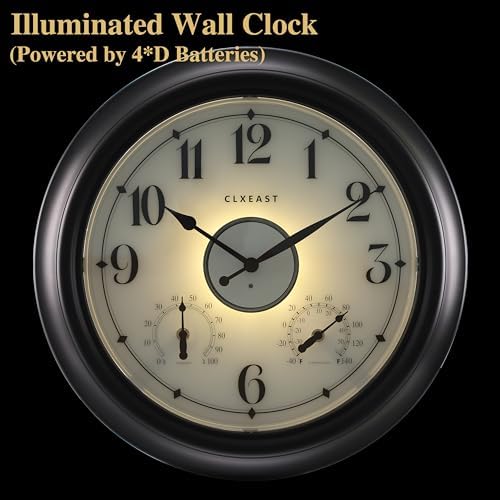 CLXEAST 18 Inch Large Illuminated Outdoor Clocks Waterproof - Image 4
