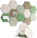 Fluxynara 12-Pack Hexagon Felt Bulletin Board Tiles, Moss Haven by FLUXYNARA