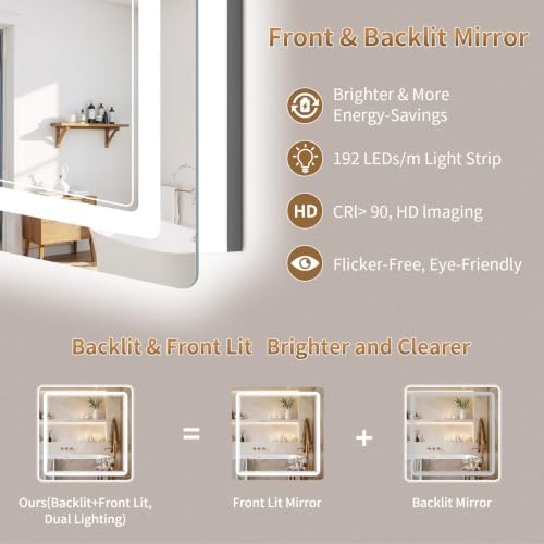 BEAUTYPEAK 36"x36" LED Bathroom Mirror - Image 2