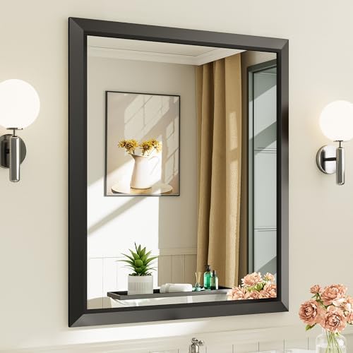 Briivue Black Metal Framed Bathroom Wall Mirror, 36x30 Inch by Briivuemodernmirrors