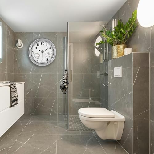 JENLYSTIME 16 Inch Silver Vintage Waterproof Outdoor Wall Clock - Image 4