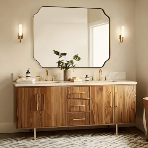 ANDY STAR 36"x48" Large Gold Mirror, Brushed Brass Rectangle Bathroom Mirror - Image 6