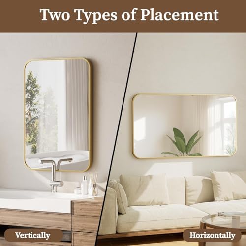 BEAUTYPEAK 26" x 38" Rectangular Aluminum Alloy Frame Wall Mounted Bathroom - Image 4