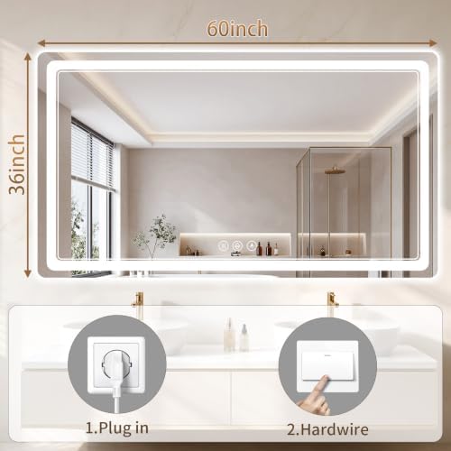 BEAUTYPEAK 36"x60" LED Bathroom Mirror - Image 3