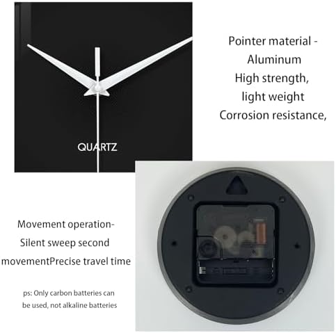 XFM Black Simple Glass Wall Clock 14 Inch Modern Minimalist - Image 6