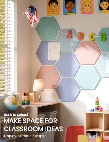 Fluxynara 8-Pack Hexagon Felt Bulletin Board Tiles, Coastal Haze-1 - Image 5