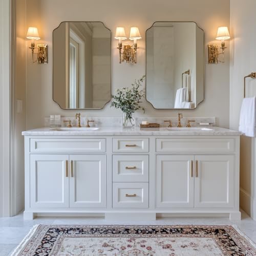ANDY STAR 24"x36" Gold Mirror, Brushed Brass Scalloped Wall Mirror, Bathroom - Image 6