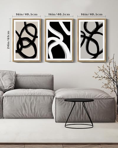 Drsoum Lager 16x24in Black Abstract Framed Wall Art Decor Duotone Minimal Dark - Image 6