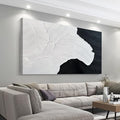 Black and White Abstract Wall Art Textured Oil Paintings 35x71 Inch by Tarfupth